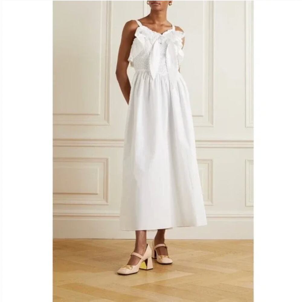 NEW $350 Batsheva Broderie Anglaise Cotton Maxi Dress In White